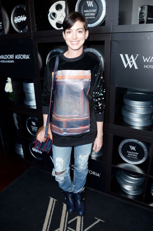 ANNE HATHAWAY at Grey Goose Harvey Weinstein Football Party in Park City