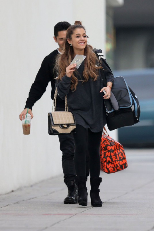 ARIANA GRANDE Leaves a Recording Studio in Hollywood