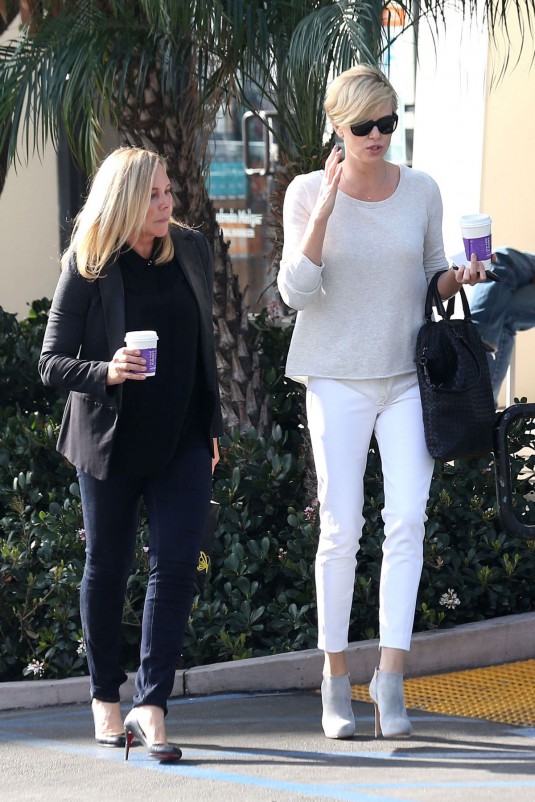 CHARLIZE THERON with Her Mom Out for Some Coffee in Los Angeles