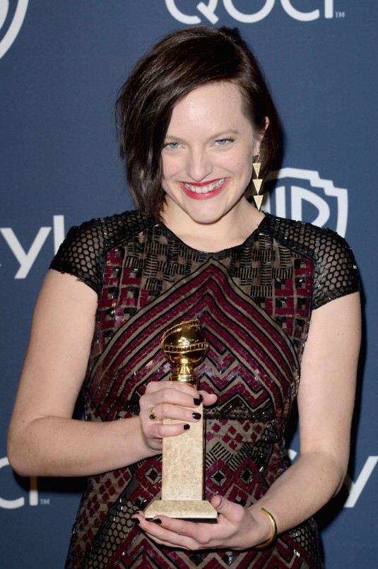 ELISABETH MOSS at InStyle and Warner Bros. Golden Globes After Party