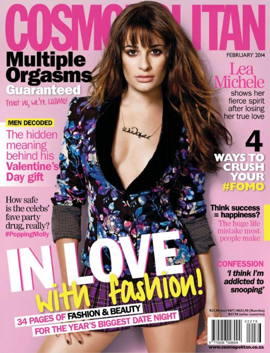 LEA MICHELE in Cosmopolitan Magazine, South Africa February 2014 Issue