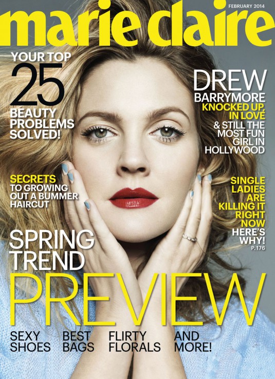 Drew Barrymore – MARIE CLAIRE Magazine – February 2014 Issue