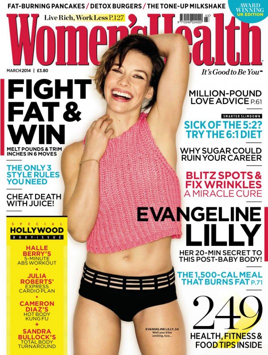 EVANGELINE LILLY in Women’s Health Magazine, UK March 2014 Issue