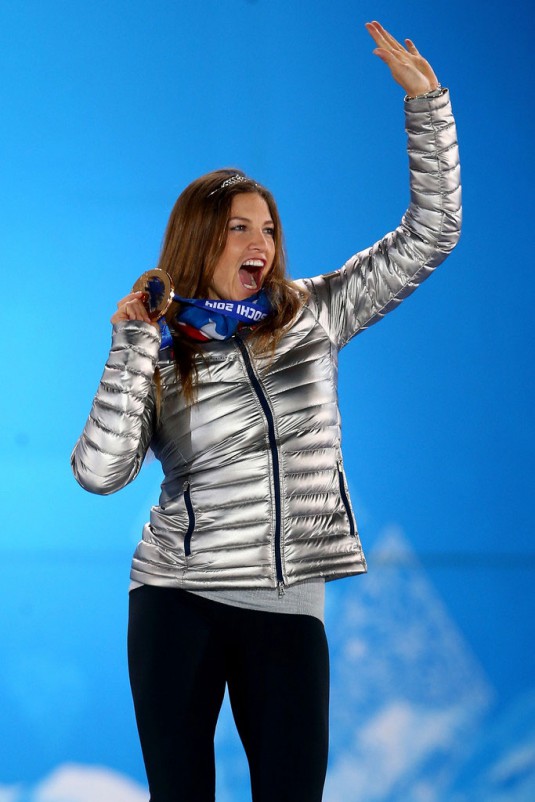 JULIA MANCUSO - Sochi 2014 Alpine Skiing Womens Super Combined Medal Ceremony