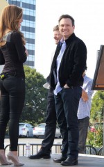 MARIA MENOUNOS & MICHELLE DOCKERY on the Set Of Extra In Universal City