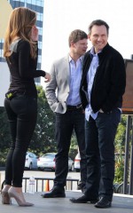 MARIA MENOUNOS & MICHELLE DOCKERY on the Set Of Extra In Universal City