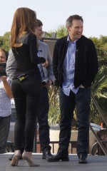 MARIA MENOUNOS & MICHELLE DOCKERY on the Set Of Extra In Universal City