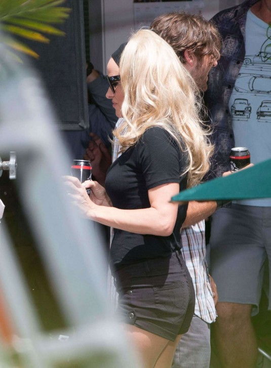 PAMELA ANDERSON shooting a commercial in Auckland