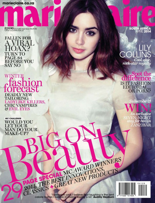 LILY COLLINS - Marie Claire South Africa Magazine, April 2014