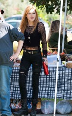 BELLA THORNE on Set to Film "Amityville" in LA