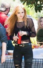 BELLA THORNE on Set to Film "Amityville" in LA