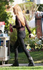 BELLA THORNE on Set to Film "Amityville" in LA