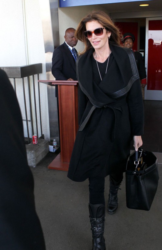 CINDY CRAWFORD at LAX Airport in LA