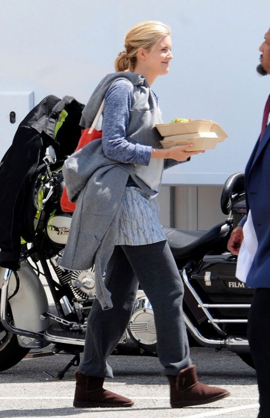 MAGGIE GRACE on the Set of Taken 3 in LA